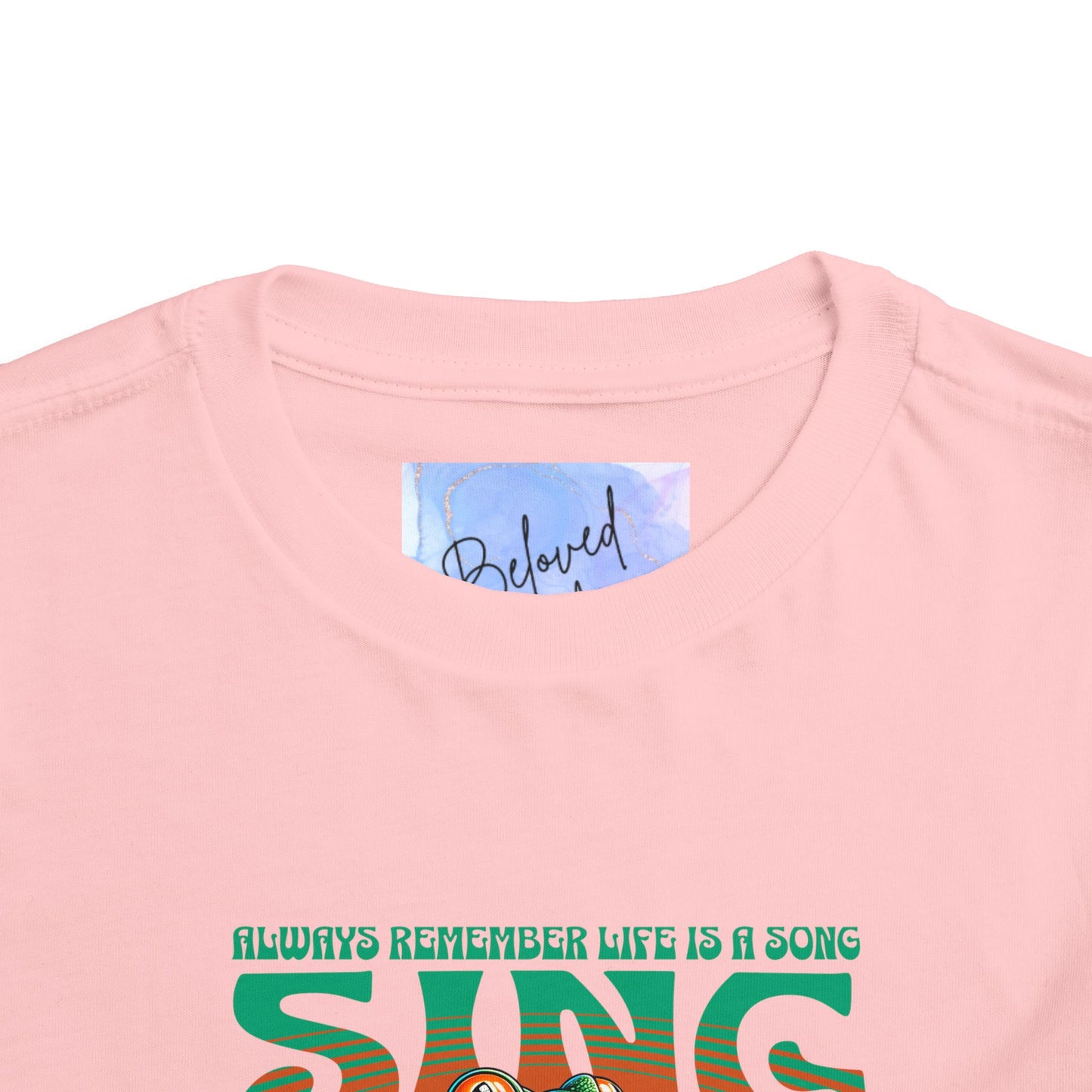 'Sing Your Life Out Loud' - Green Orange Frog Toddler Short Sleeve Tee