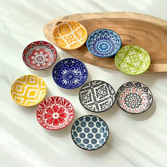 Bohemian Ceramic Dipping Dish Set Unique Patterns MultiUse