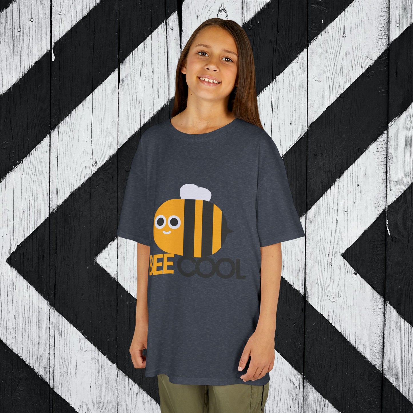 Bee Cool Kids Heavy Cotton Tee - Fun Bee Graphic T-Shirt for Children