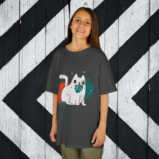 Cute Cat Kids Heavy Cotton Tee - Fun & Playful Design for Animal Lovers