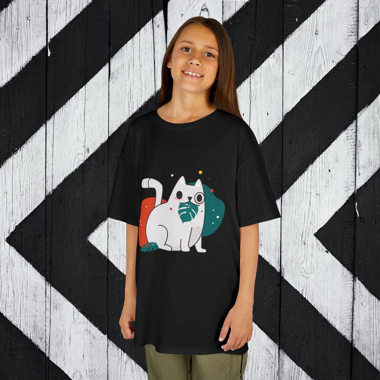 Cute Cat Kids Heavy Cotton Tee - Fun & Playful Design for Animal Lovers