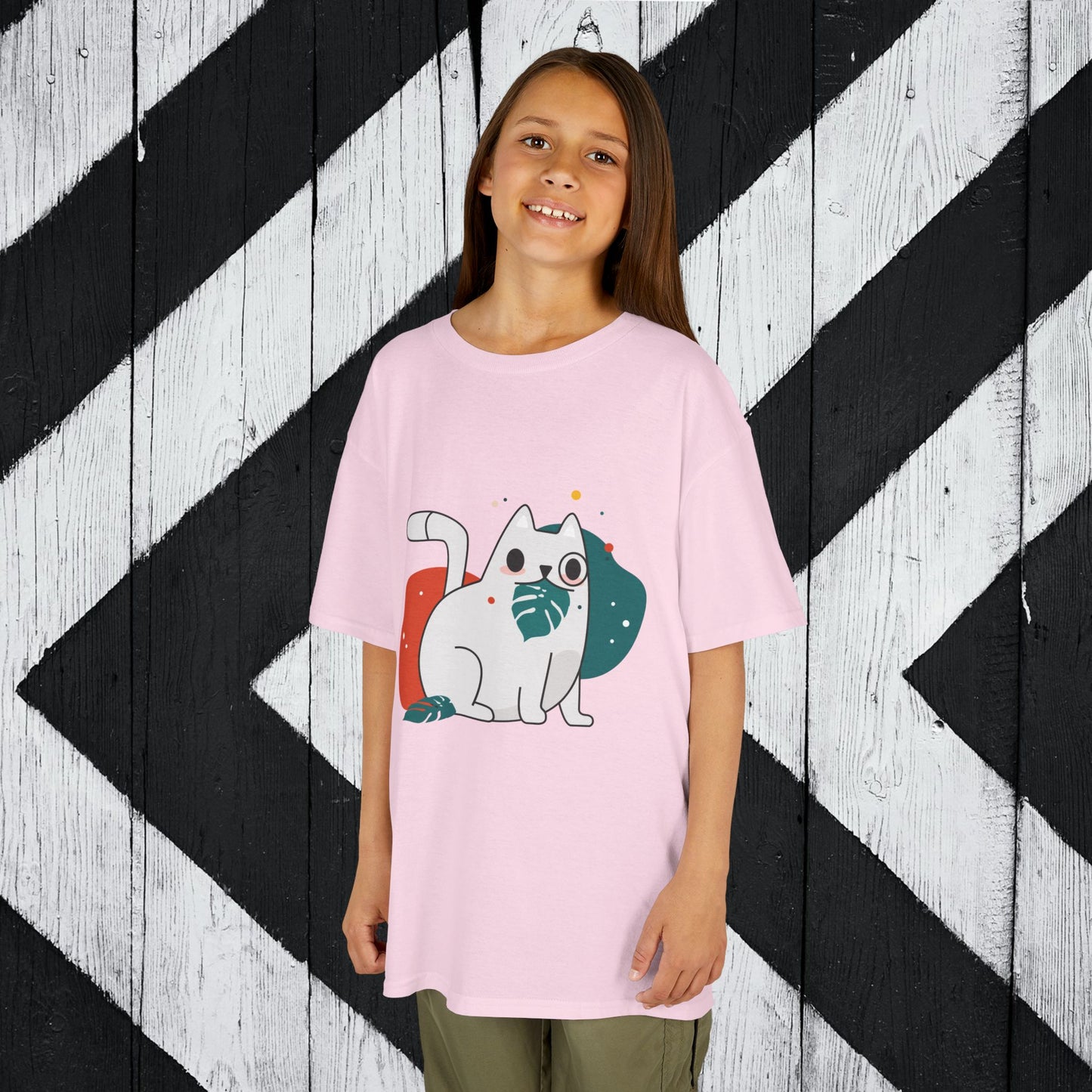 Cute Cat Kids Heavy Cotton Tee - Fun & Playful Design for Animal Lovers