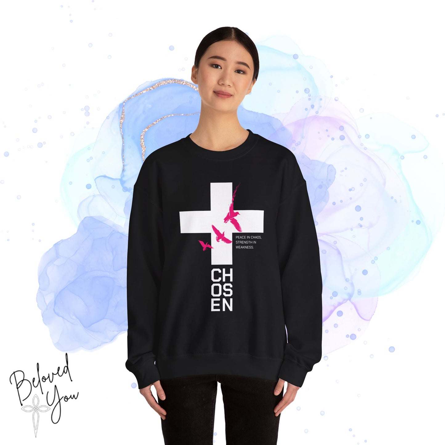 'Chosen' Pink - Unisex Heavy Blend™ Crewneck Sweatshirt