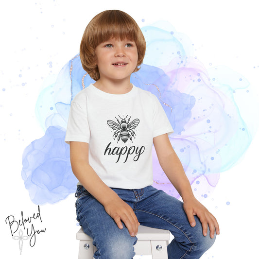 Bee Happy Toddler T-Shirt - Cute Cotton Tee for Kids