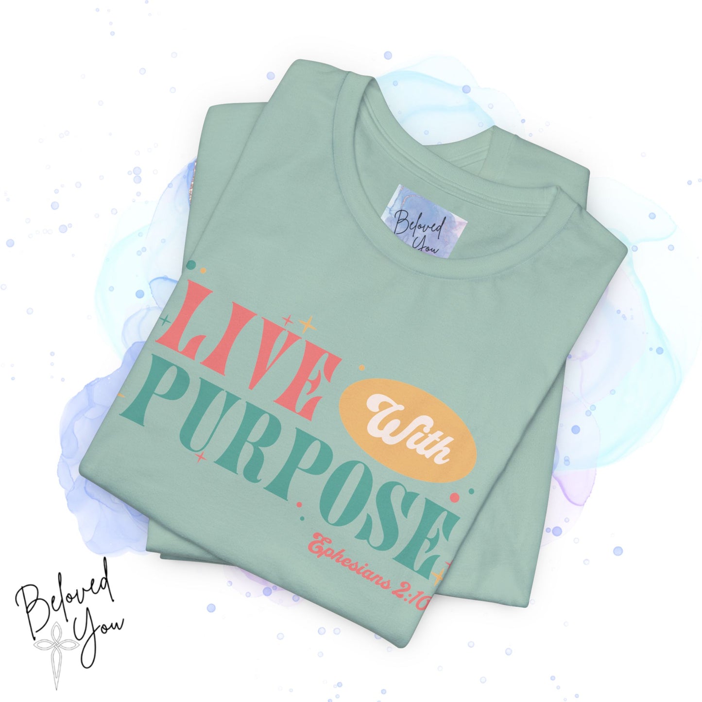 "Live With Purpose Ephesians 2:10" Unisex Jersey Tee | Inspirational Graphic T-Shirt