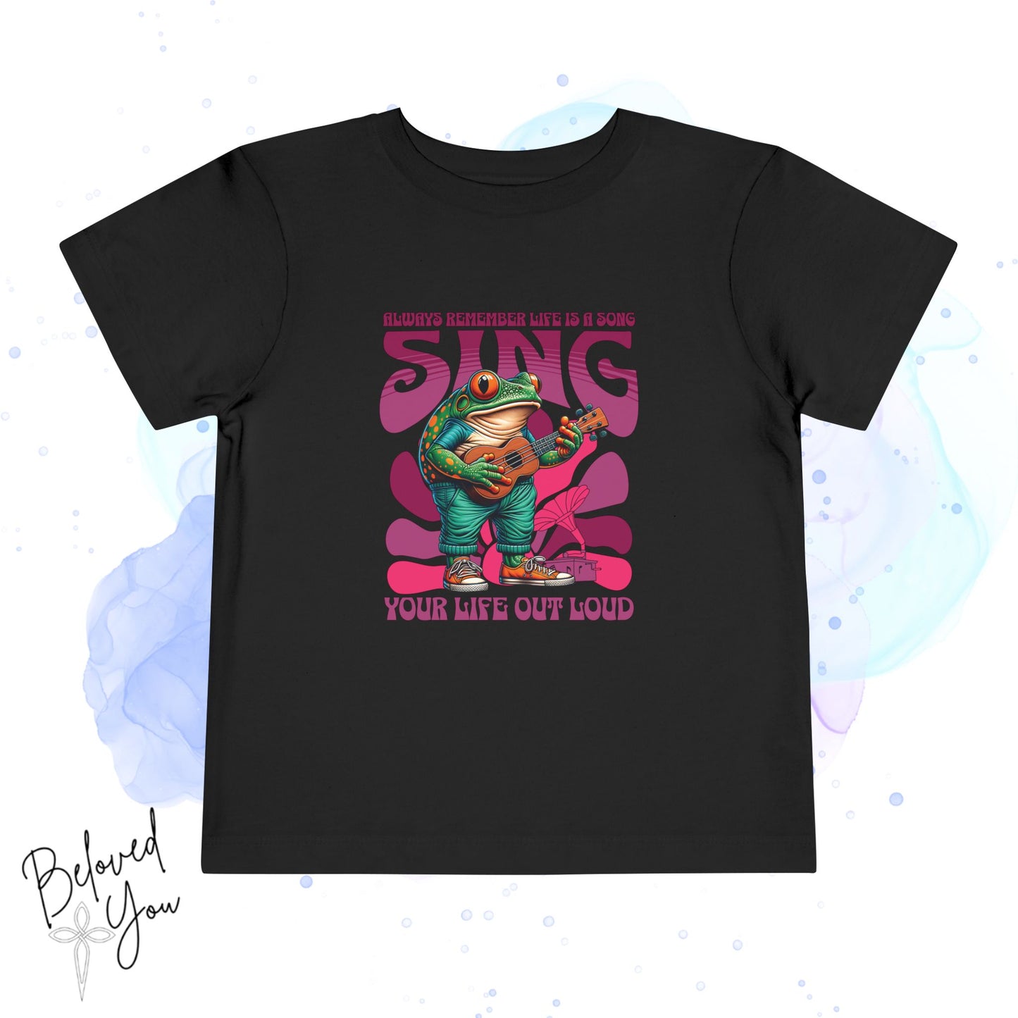 'Sing Your Life Out Loud'- Pink Frog Toddler Short Sleeve Tee