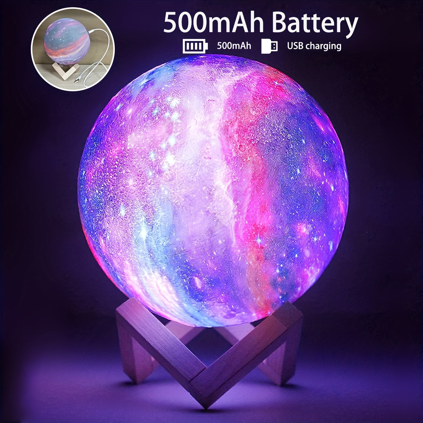 Upgraded Starry Moon Lamp Rechargeable MultiColor RemoteControlled