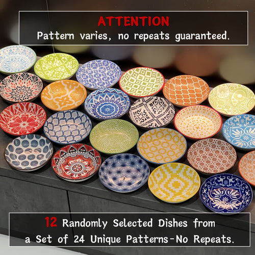 Bohemian Ceramic Dipping Dish Set Unique Patterns MultiUse