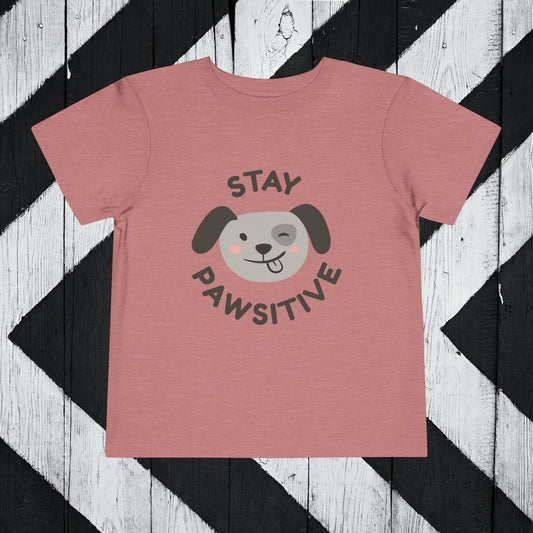 Stay Pawsitive Toddler Short Sleeve Tee - Adorable Dog Graphics for Playful Kids