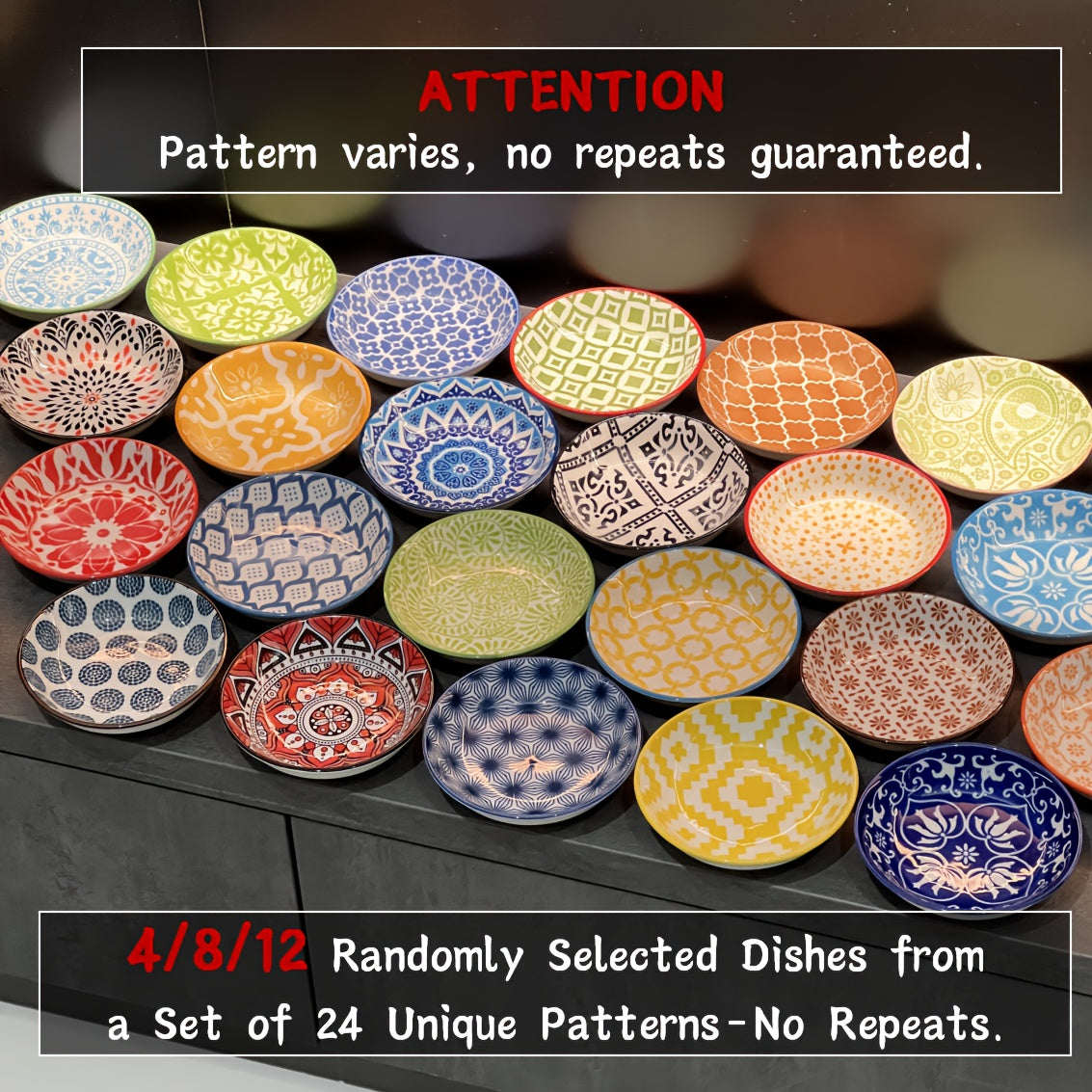 Bohemian Ceramic Dipping Dish Set Unique Patterns MultiUse