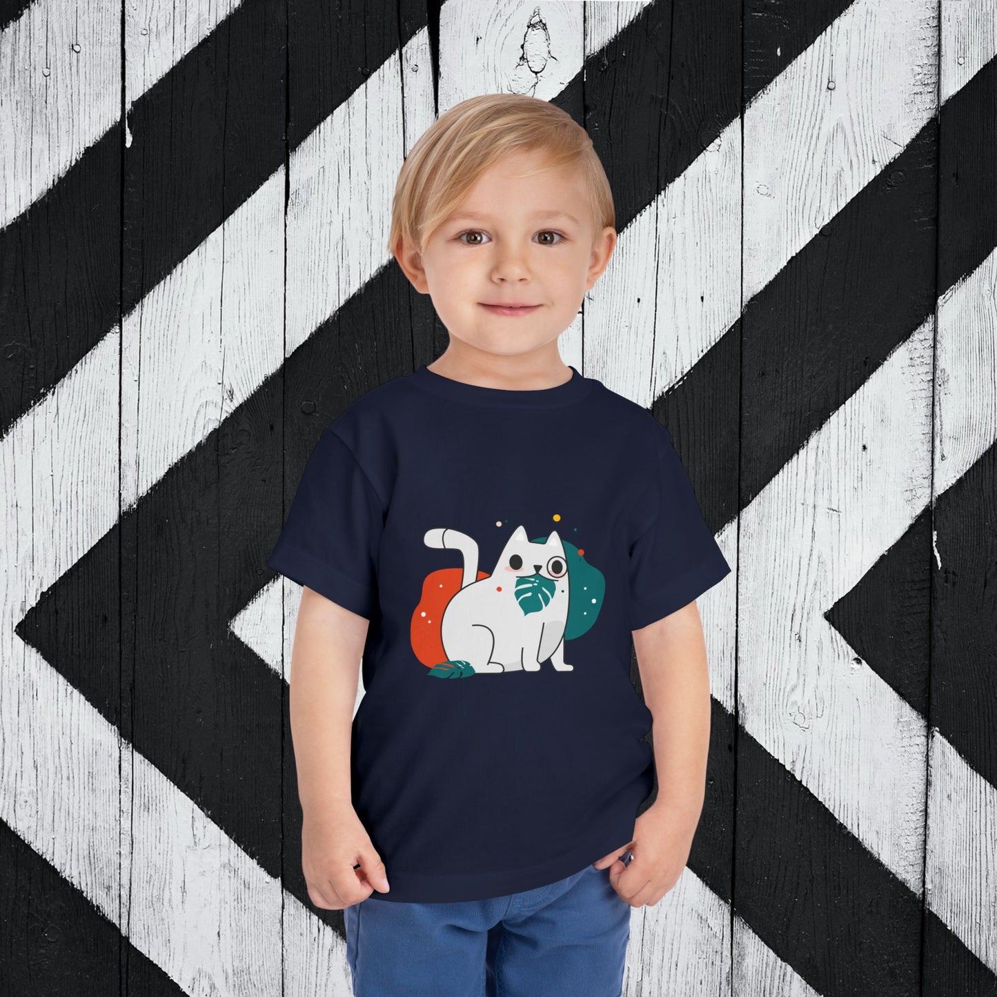 Cute Cat Graphic Toddler Short Sleeve Tee