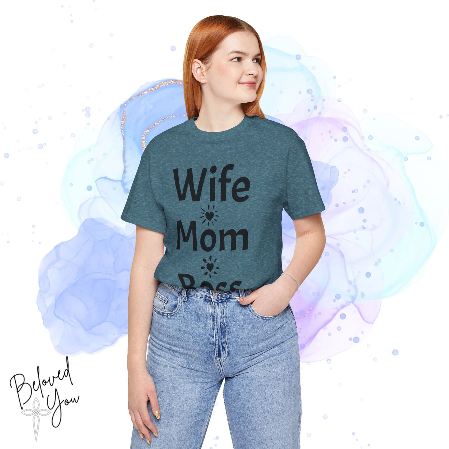 Wife Mom Boss Jersey Tee - Comfortable & Motivational Shirt for Moms