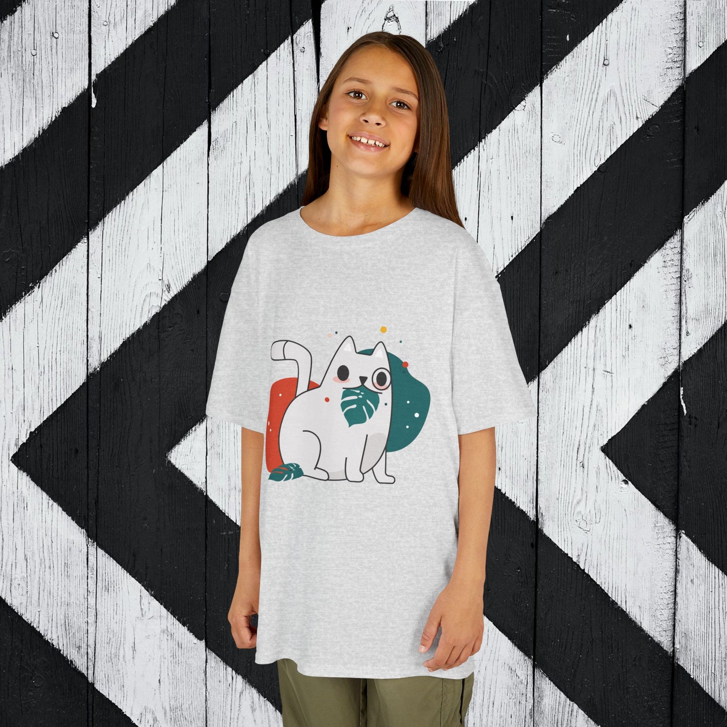 Cute Cat Kids Heavy Cotton Tee - Fun & Playful Design for Animal Lovers