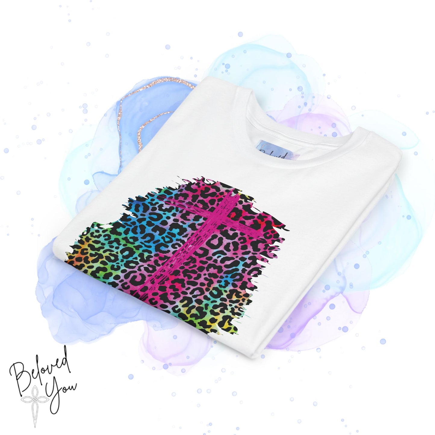 Colorful Faith Love Hope Cross Youth Tee