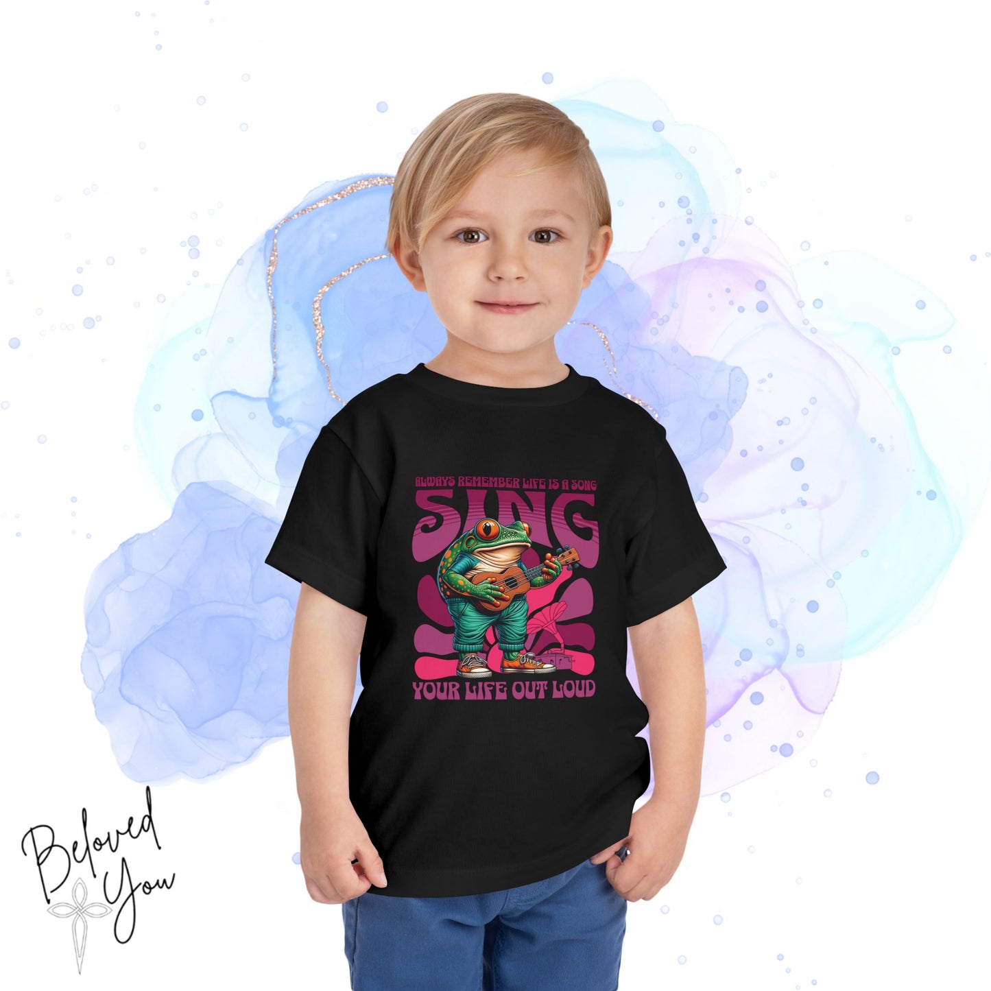 'Sing Your Life Out Loud'- Pink Frog Toddler Short Sleeve Tee