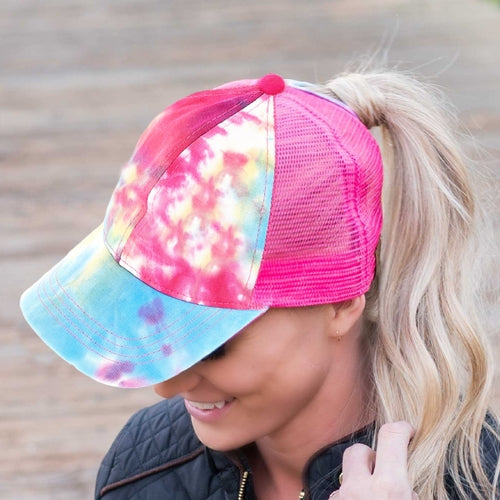 CC Diamond Dyed Mesh Criss-Cross  Pony Cap | Adult and Kid Sizes