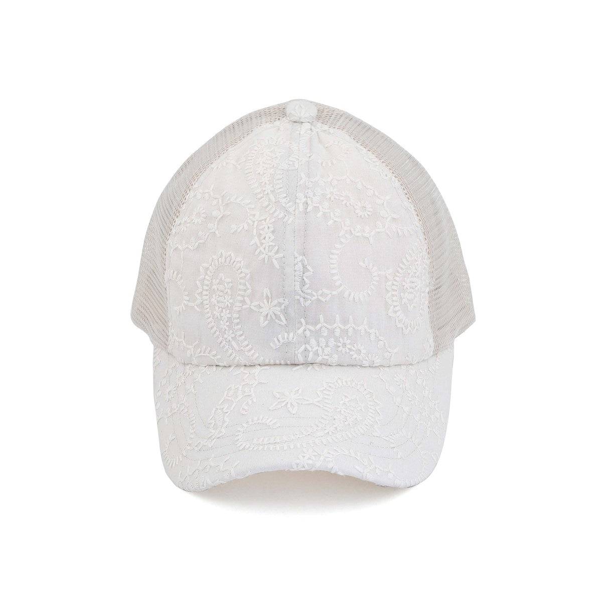 CC Paisley Embroidered Hats Criss Cross Style Women Cap for Ponytails