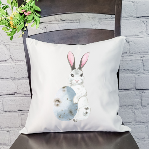 Blue Egg Bunny Pillow Cover