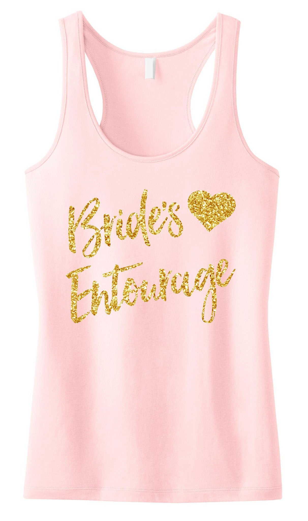 Brides Entourage Script Tank Top with Gold Glitter - Pick Color