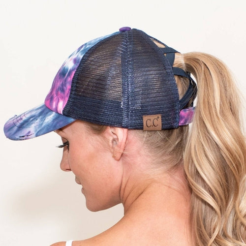 CC Diamond Dyed Mesh Criss-Cross  Pony Cap | Adult and Kid Sizes