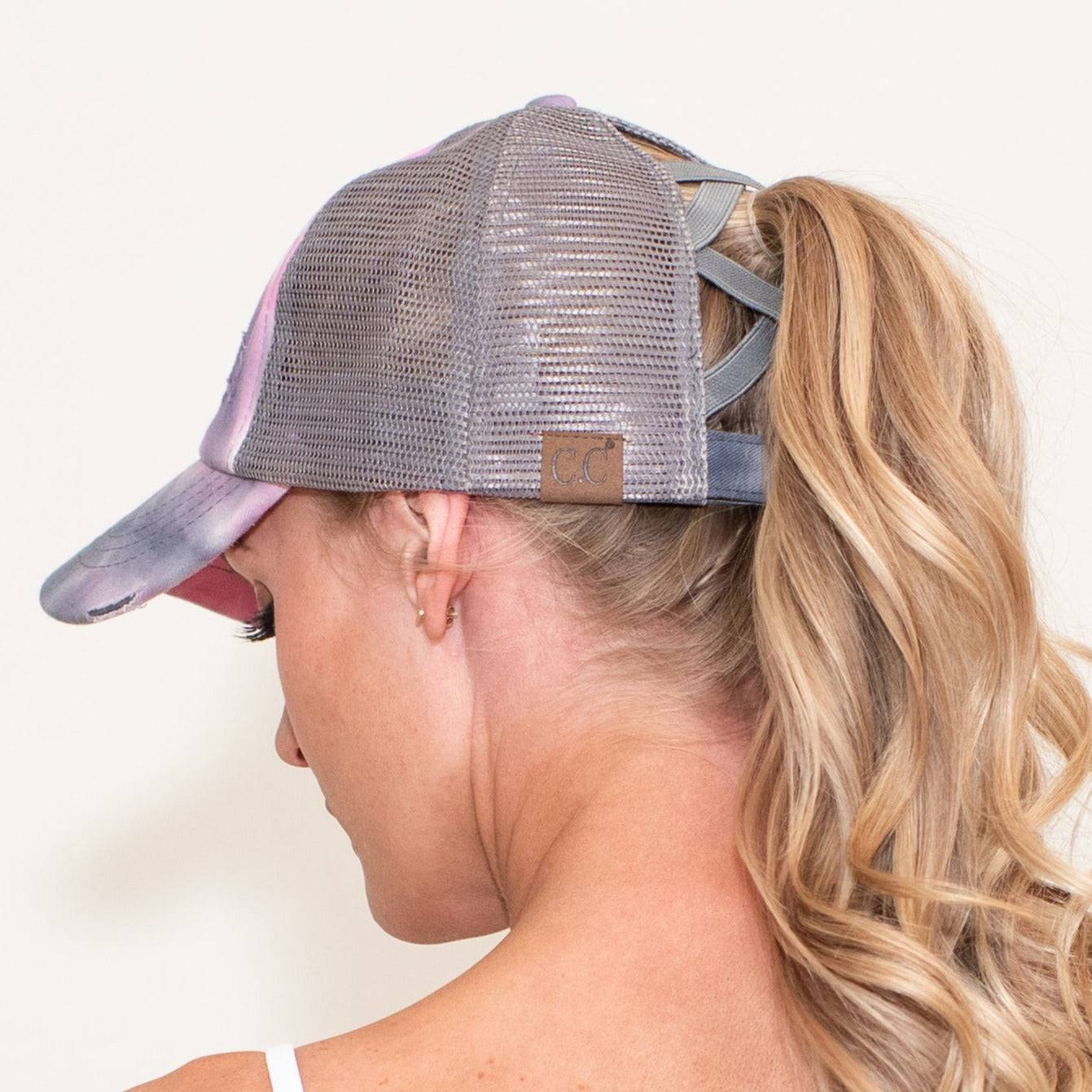 CC Diamond Dyed Mesh Criss-Cross  Pony Cap | Adult and Kid Sizes