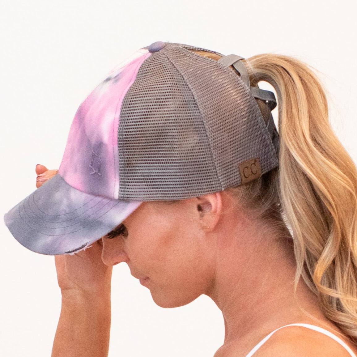 CC Diamond Dyed Mesh Criss-Cross  Pony Cap | Adult and Kid Sizes