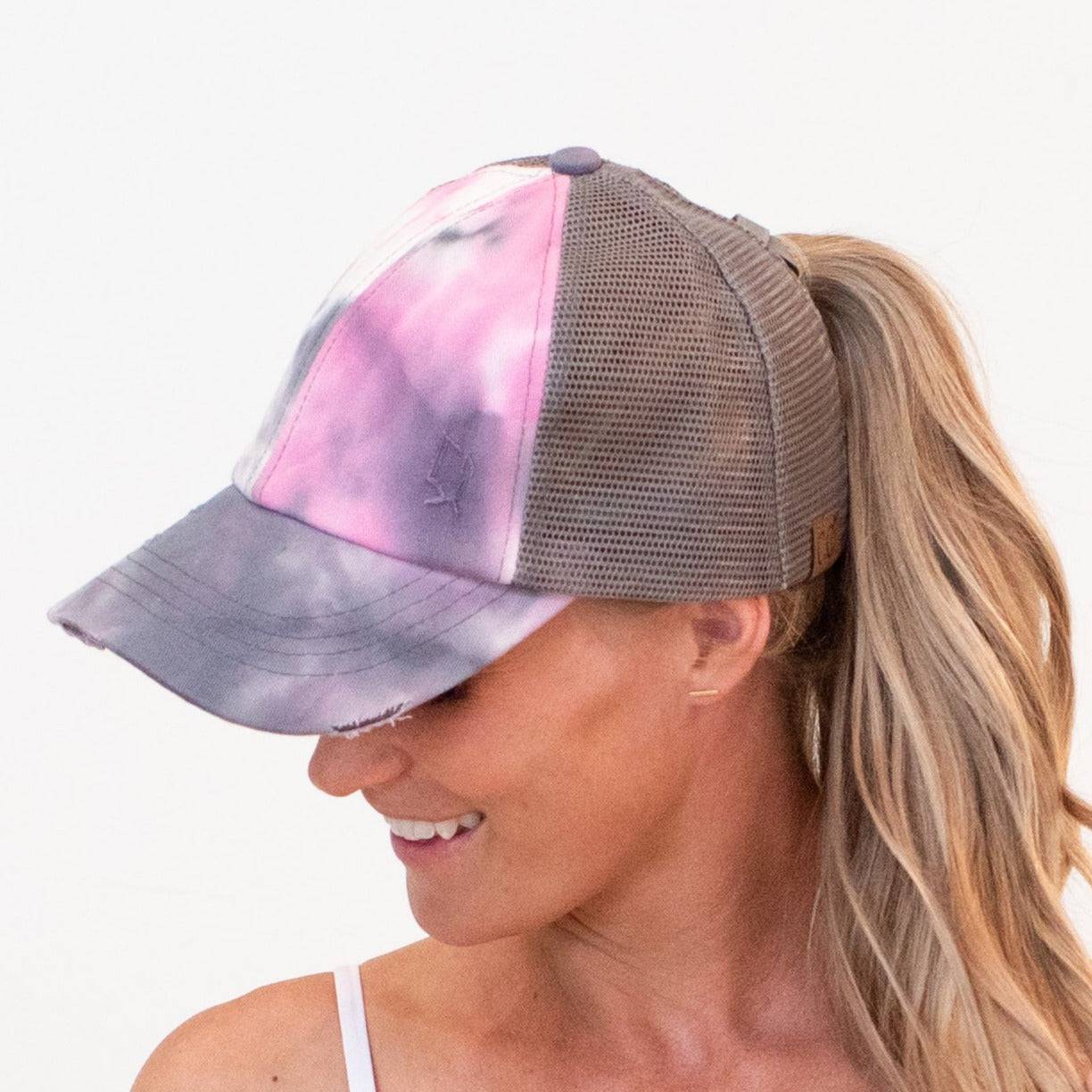 CC Diamond Dyed Mesh Criss-Cross  Pony Cap | Adult and Kid Sizes