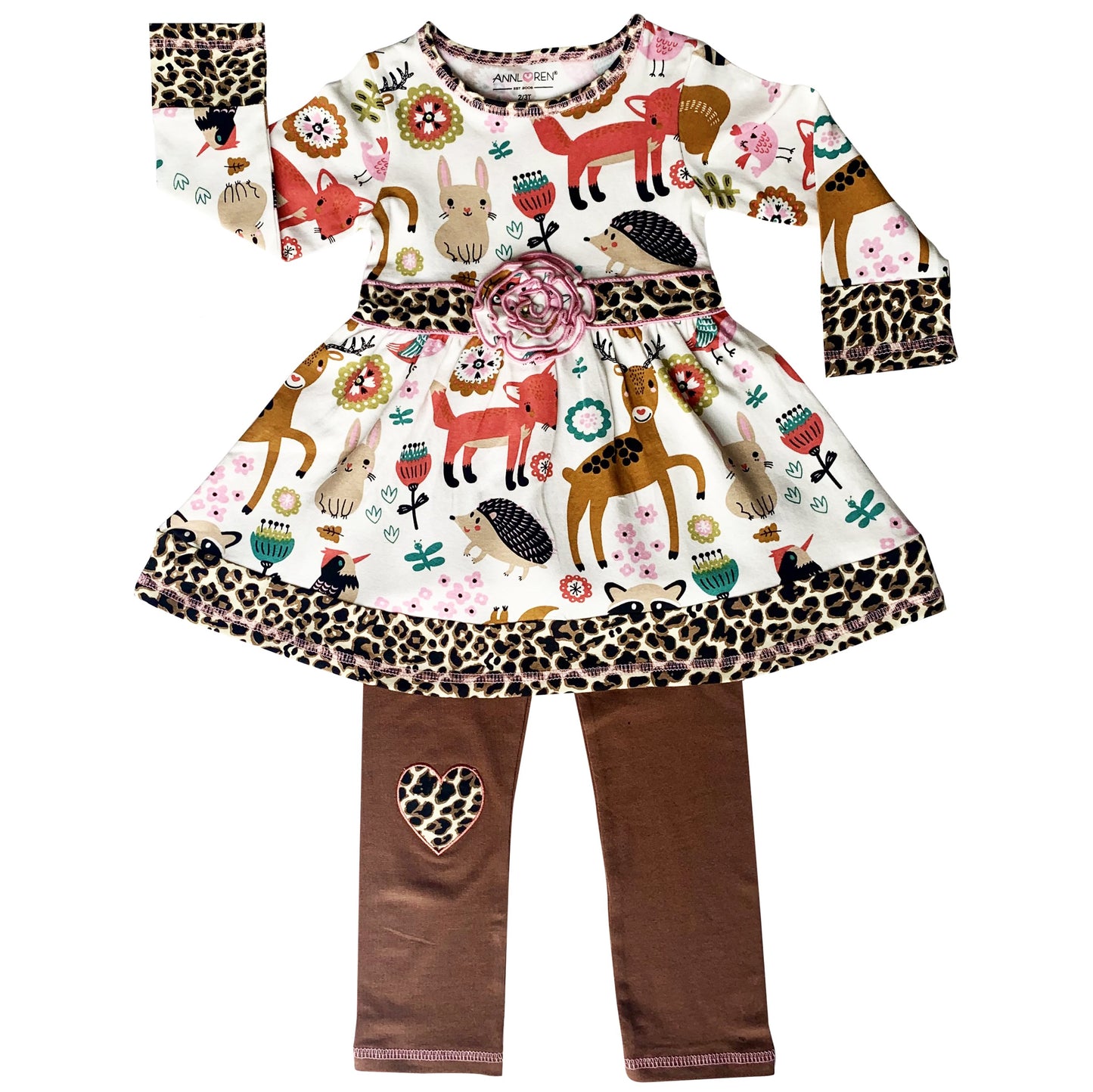 AnnLoren Big Little Girls Boutique Fall Forest Fox and Friends Dress