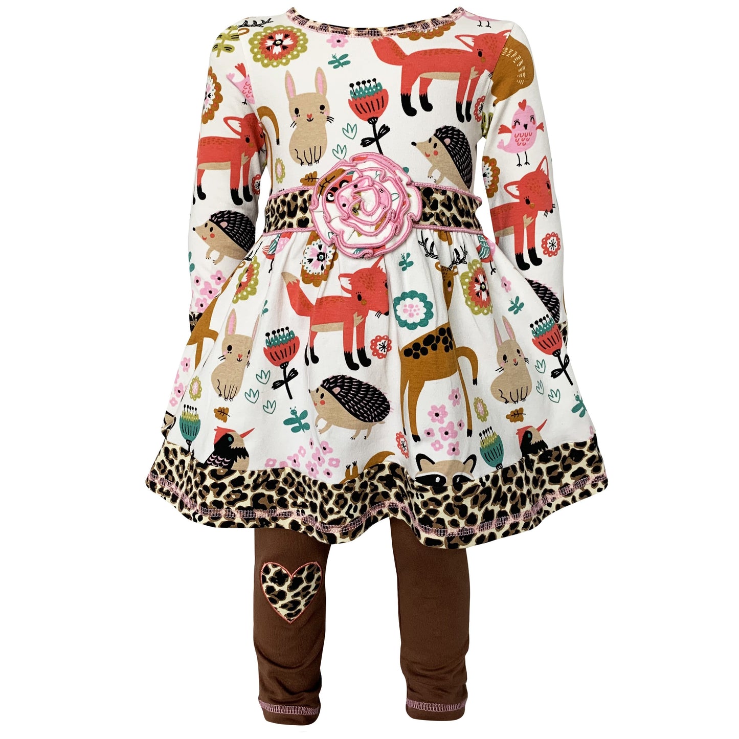 AnnLoren Big Little Girls Boutique Fall Forest Fox and Friends Dress