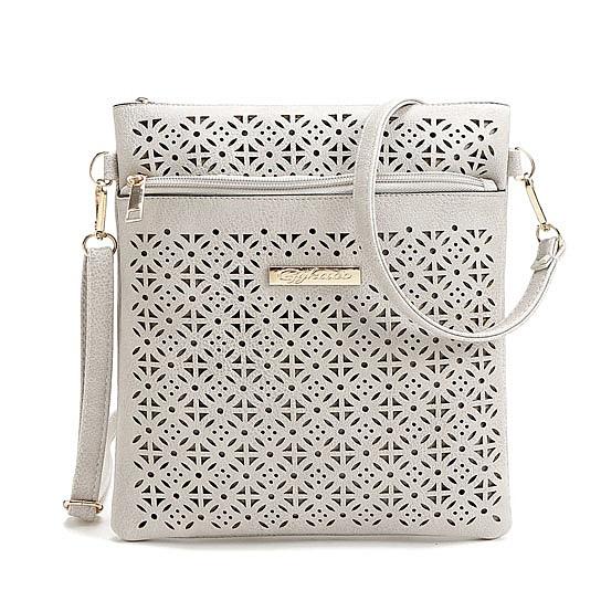 Classic Square Crossbody Bag with Floral Cutout Accent