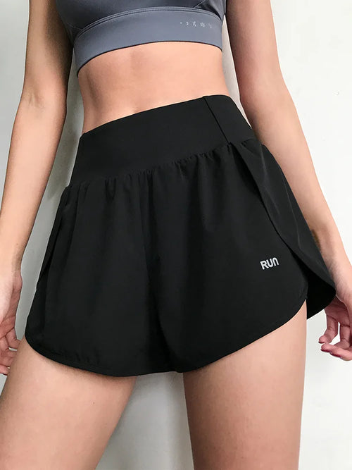 Women's High Waist Stretch Athletic Workout Layered Shorts