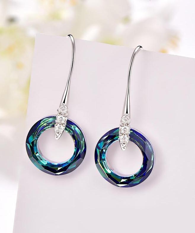 Enlightening Dangle Earrings With Austrian Crystals - Bermuda Blue in