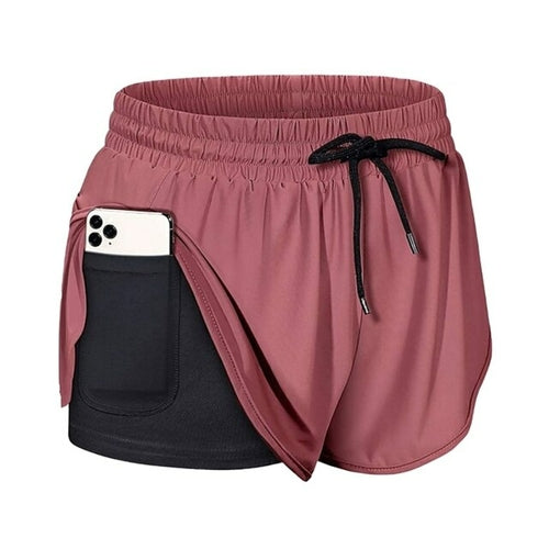 High Waist Workout Shorts Women Fitness Quick Drying Double Layer