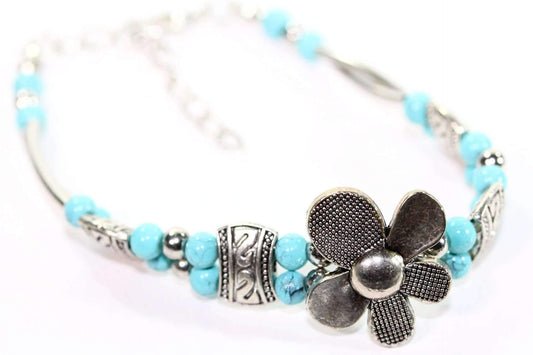 Silver Petal Flowers Bracelet