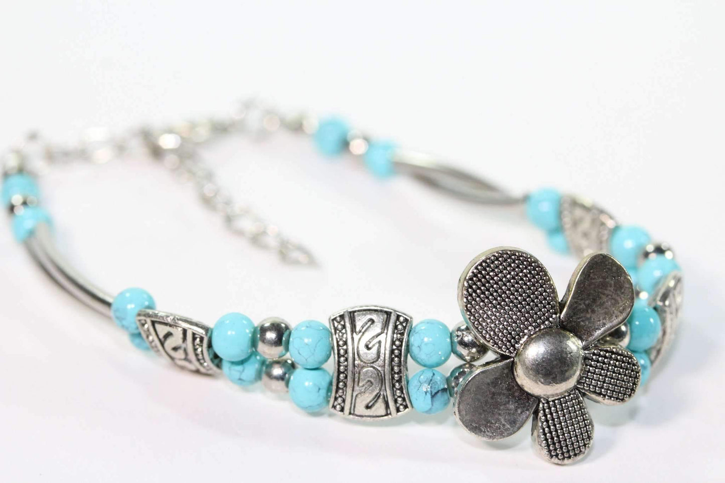 Silver Petal Flowers Bracelet