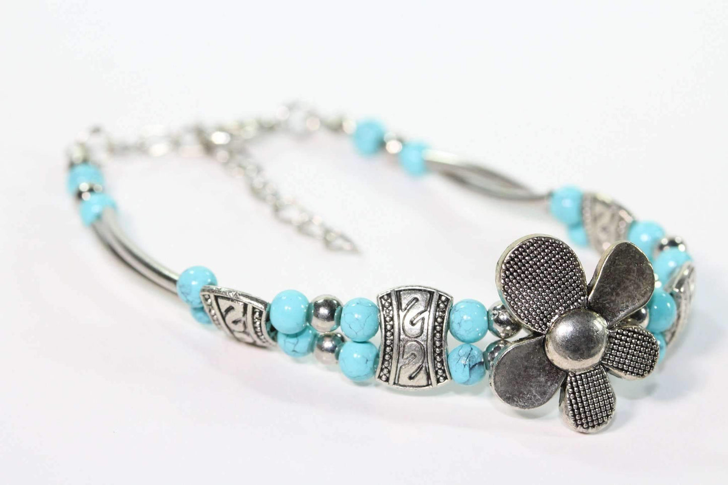 Silver Petal Flowers Bracelet