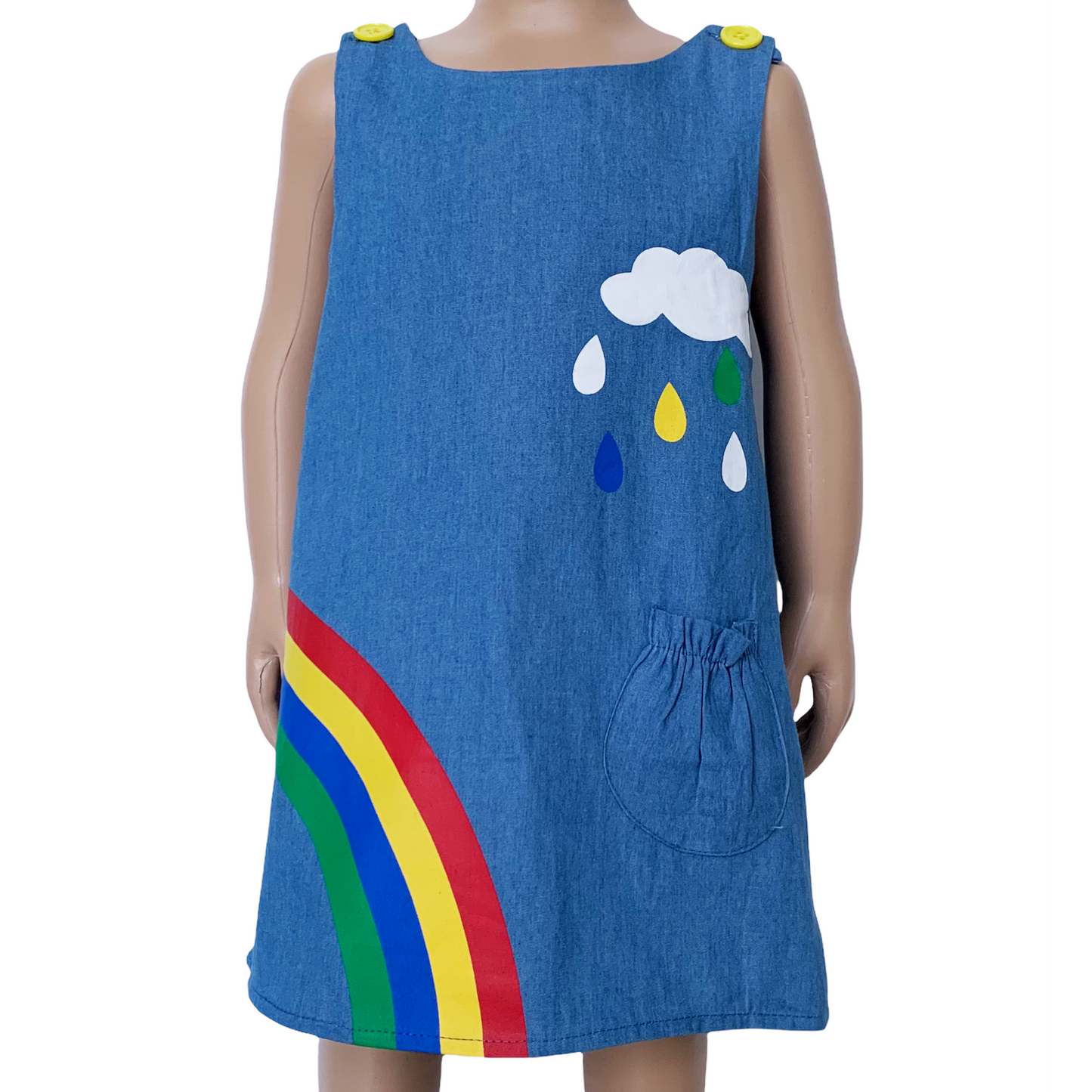 AL Limited Girls Blue Chambray Rainbow Overall Dress