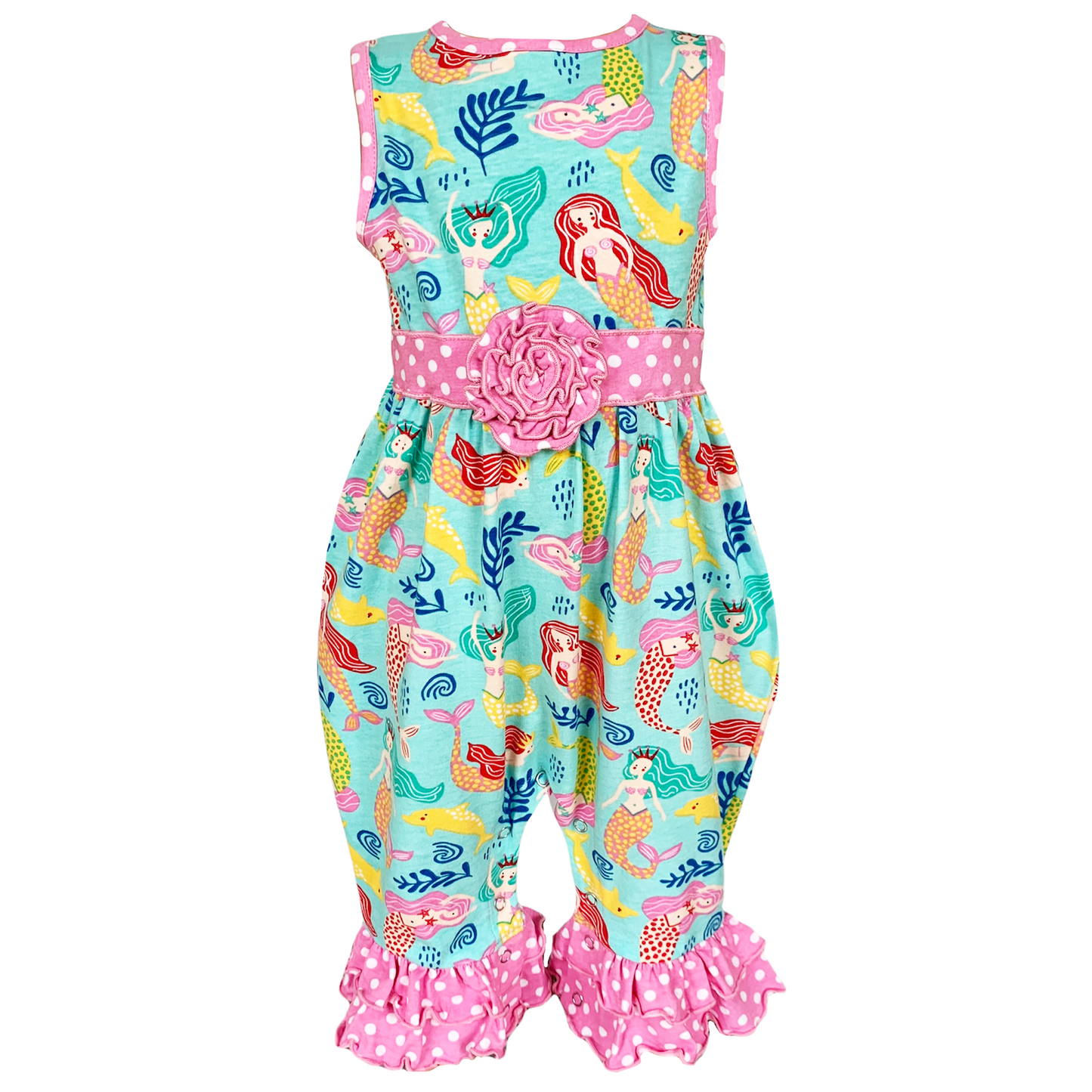 AnnLoren Babys Boutique Nautical Mermaid Sea Creatures Polka Dot