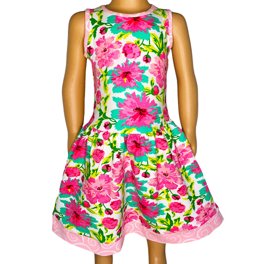 AnnLoren Little & Big Girls Spring Summer Floral Sleeveless Boutique