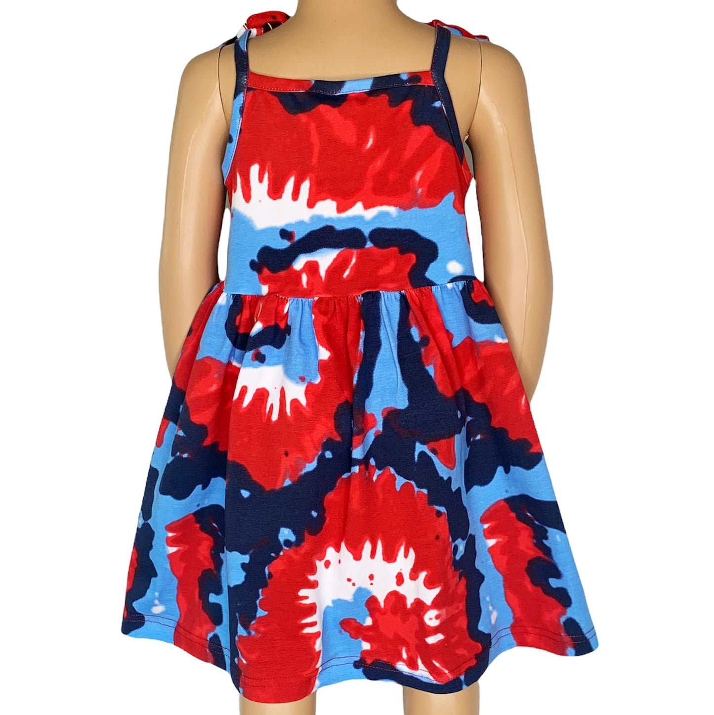 AnnLoren Big Little Girls 4th of July Tie Dye Summer Swing Dress