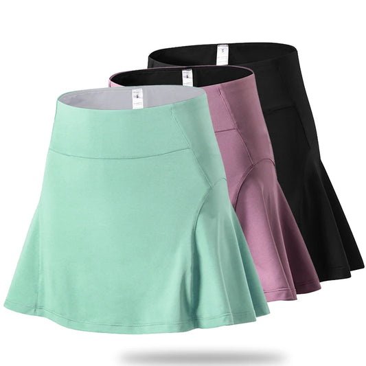 Women Solid Color Skort Exercise Yoga Skirt Quick Dry