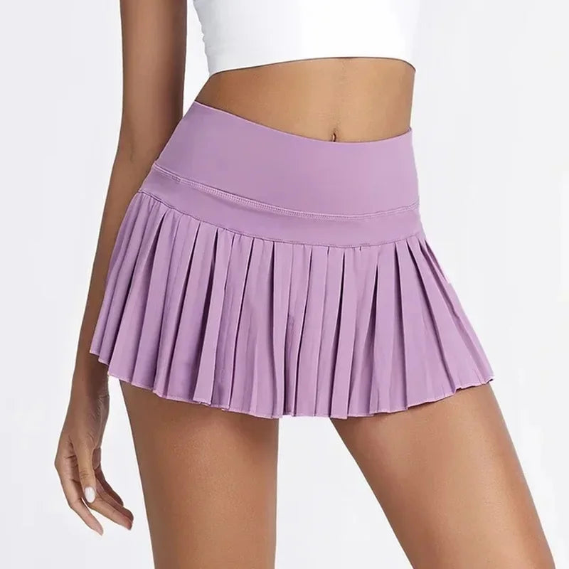 High Waist Double Layer Design Summer Women Tennis Pleated Skirt