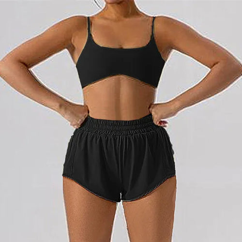 1 or 2PC Yoga Set Mini Shorts & Sport Bra