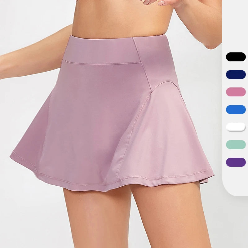 Women Solid Color Skort Exercise Yoga Skirt Quick Dry