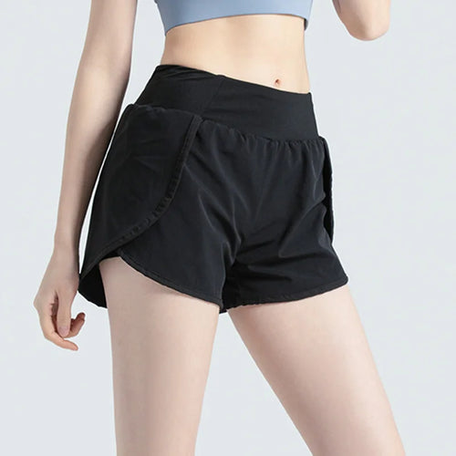 Fitness Pocket Sport Shorts Women High Waist Double Layered