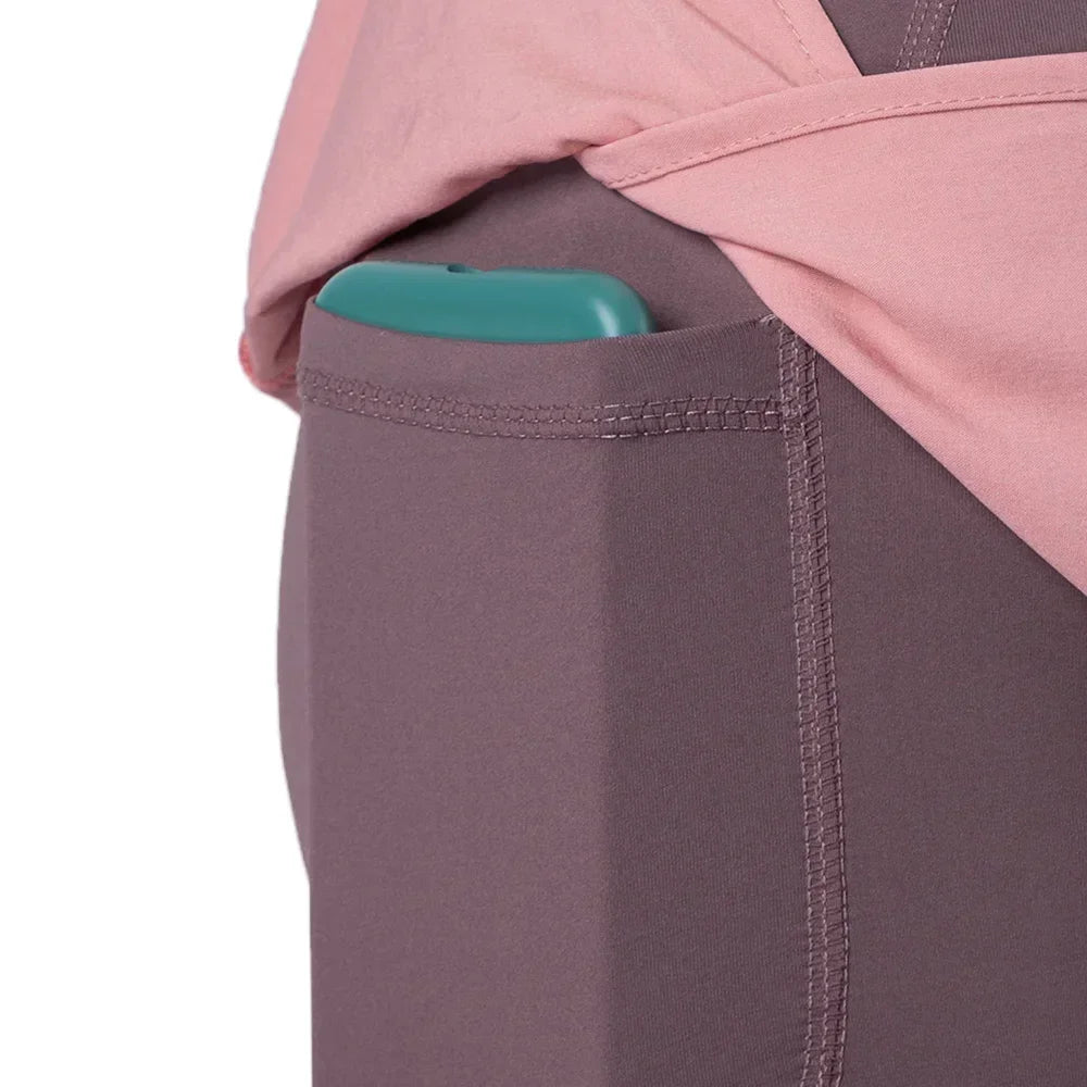 Women Running Shorts 2-in-1 with Pocket Wide Waistband Coverage Layer