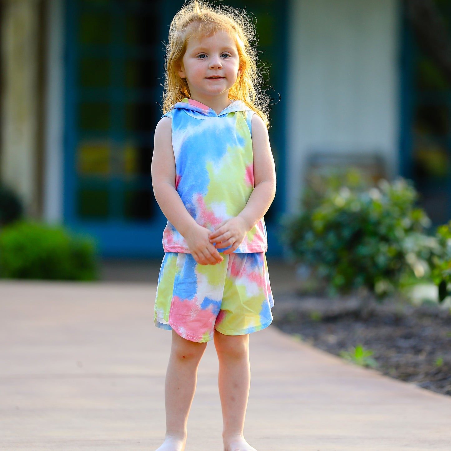 AL Limited Little & Big Girls Pastel Tie Dye Hoodie Top Shorts Camp