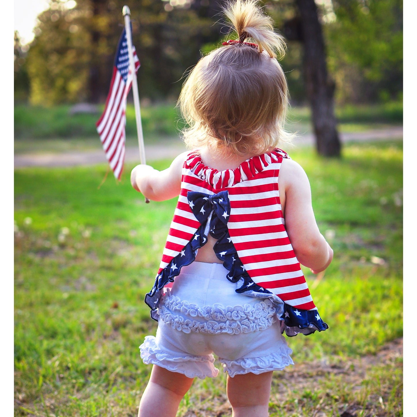 AnnLoren Baby Big Girls 4th of July Swing Stripes Stars Tank Top with