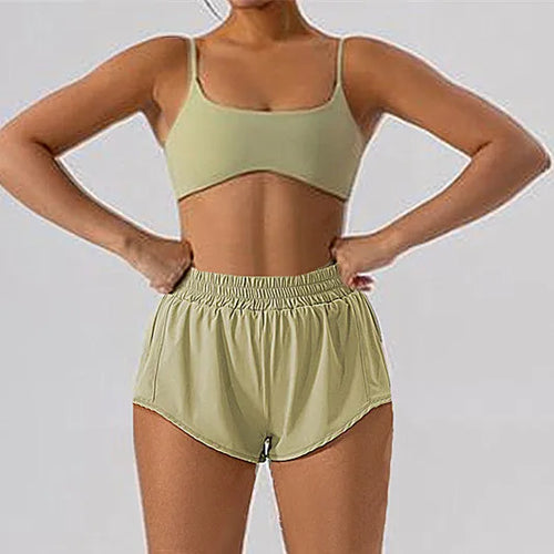 1 or 2PC Yoga Set Mini Shorts & Sport Bra