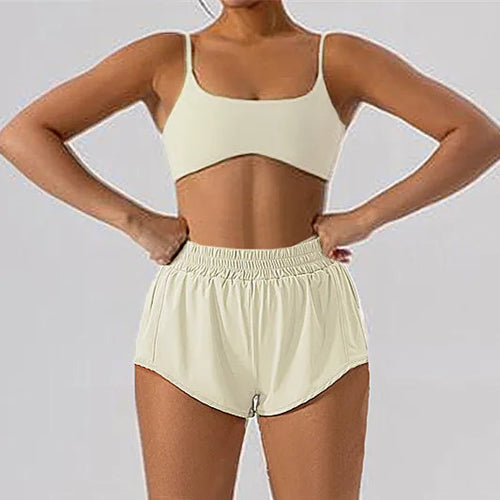 1 or 2PC Yoga Set Mini Shorts & Sport Bra